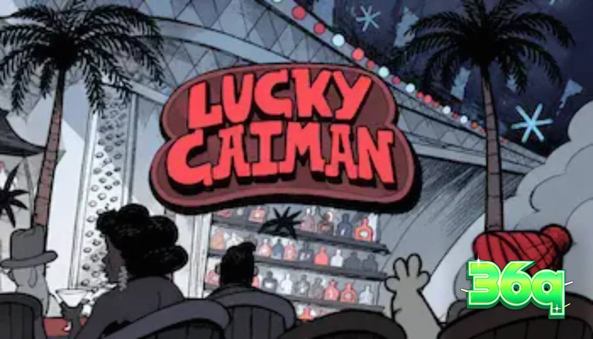 Lucky Caiman slot machine interface featuring the dapper crocodile host